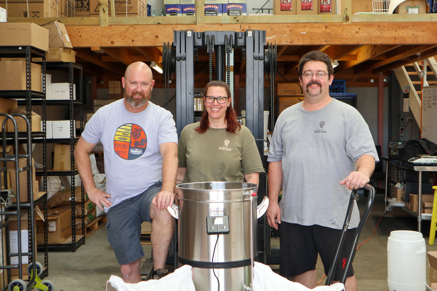 The Brew Crew getting a photo together after a successful brew day