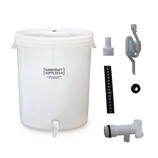 30 Litre plastice home brewing fermenter complete with tap, grommet, airlock, sediment reducer and stick-on thermometer