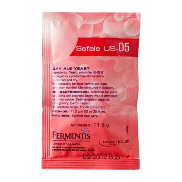 Safale us 05 dry ale brewing yeast 11.5g packet