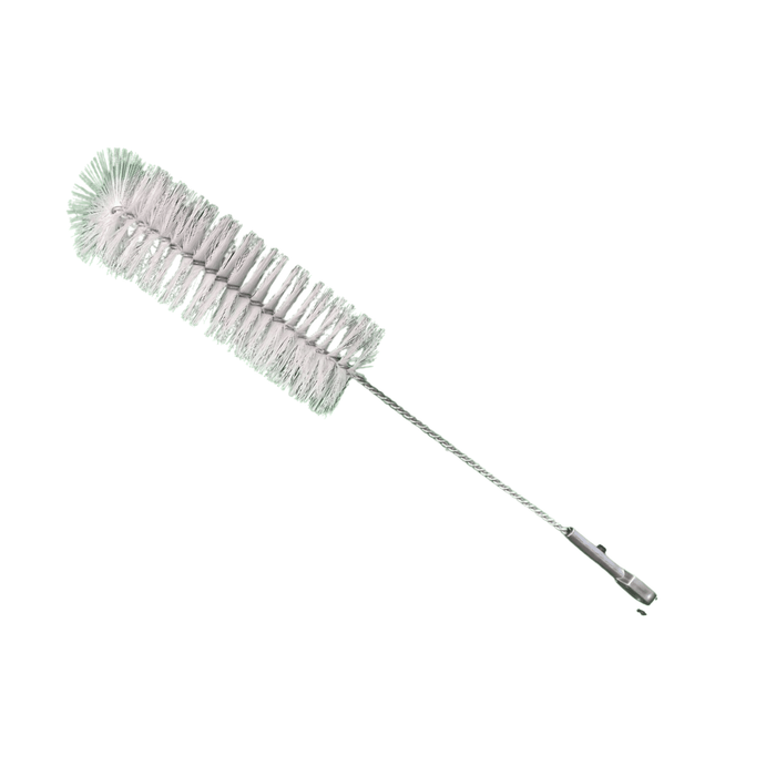This bottle brush with fanned bristles at tail end is an essential item in your cleaning tool kit. 