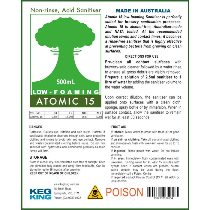 Atomic 15 No Rinse Sanitiser