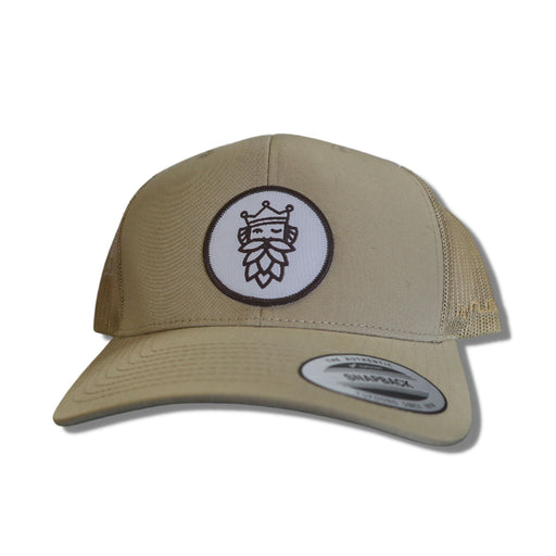 'Rule your craft' in this camel coloured mesh style trucker cap (front)